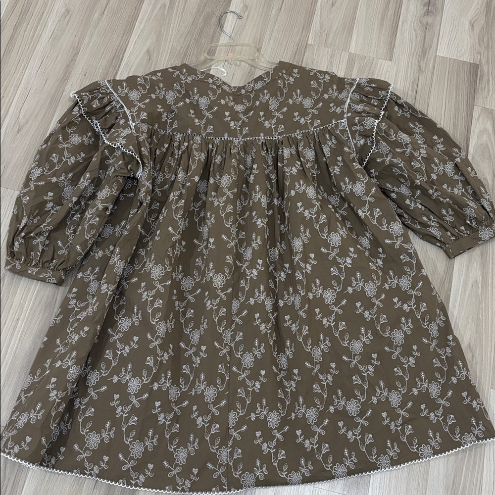 Gigio Vintage Floral Print Ruffle Sleeve Embroidered Dress Size L NWT‎ - Picture 14 of 14